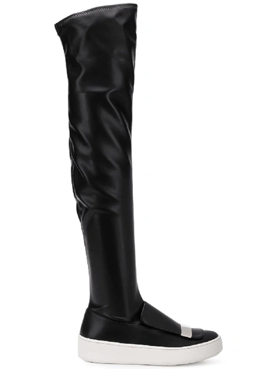 Shop Sergio Rossi Platform Elongated Boots - Black