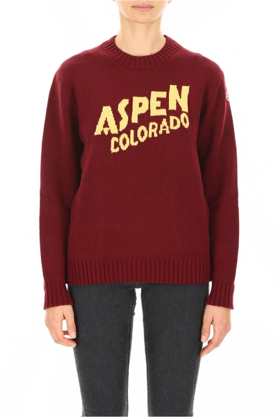 Shop Moncler Basic Aspen Colorado Knitted Jumper In Burgundy