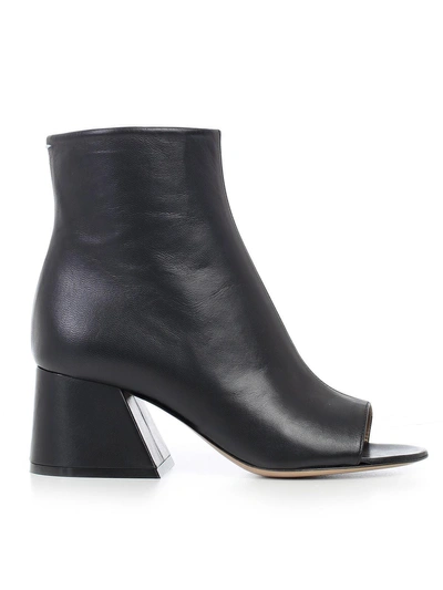 Shop Maison Margiela Open Toe Ankle Boots In Black