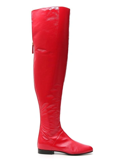 Shop Alberta Ferretti High Knee Boots In Red