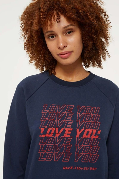 Shop Rebecca Minkoff Love You Jennings Sweatshirt In Navy/red