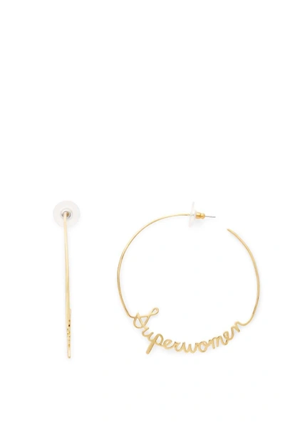 Shop Rebecca Minkoff "superwomen" Hoop Earrings In Gold