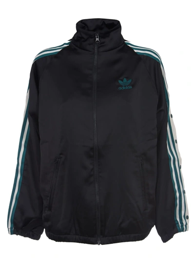 Shop Adidas Originals Zipped Up High Neck Jacket In Black