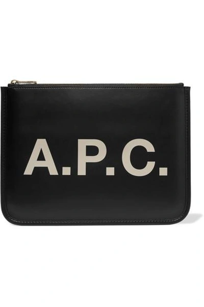 Shop Apc Morgane Printed Faux Leather Pouch In Black