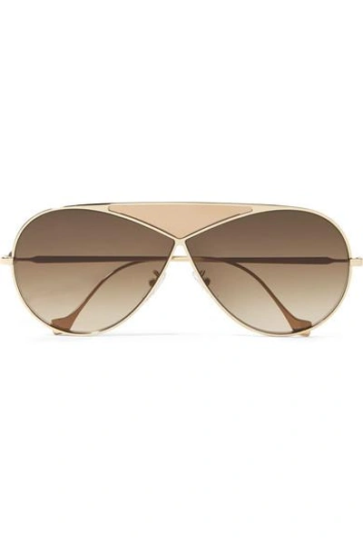 Shop Loewe Puzzle Medium Aviator-style Gold-tone Sunglasses