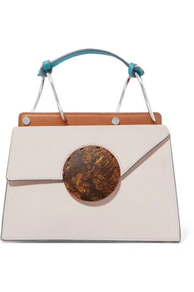 Shop Danse Lente Phoebe Bis Mini Color-block Textured-leather Shoulder Bag In Cream