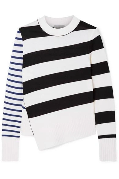 Shop Jason Wu Grey Asymmetric Striped Merino Wool Sweater