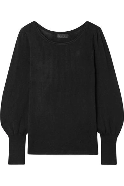Shop Hatch The Olympia Ribbed Merino Wool Sweater In Black