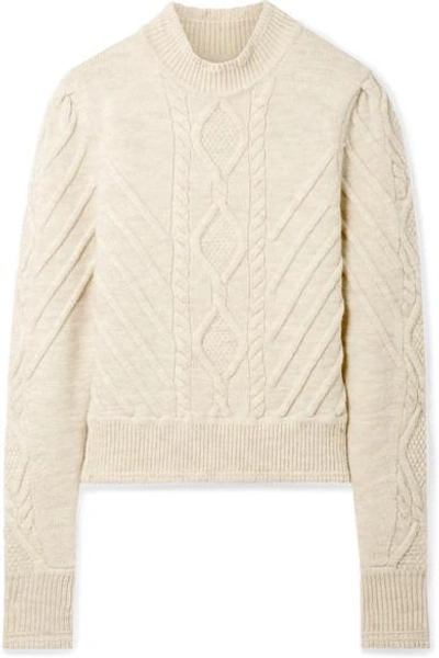 Shop Isabel Marant Brantley Cable-knit Wool-blend Sweater In Ecru