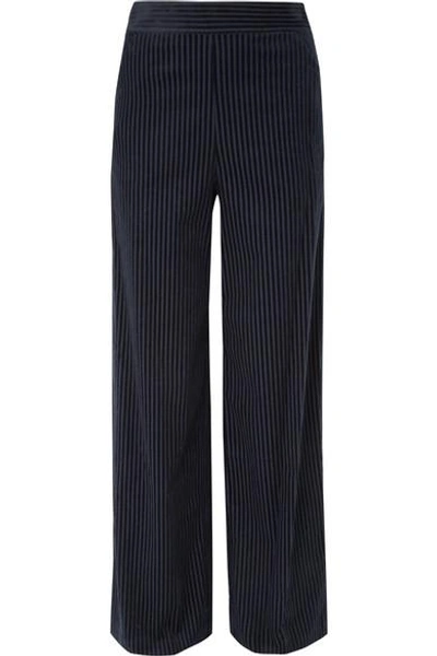 Shop Frame Cotton-blend Corduroy Wide-leg Pants In Navy