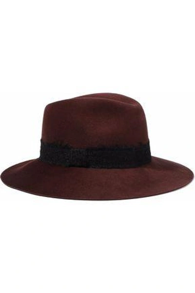 Shop Eugenia Kim Woman Georgina Brushed Woven-trimmed Wool-felt Fedora Merlot