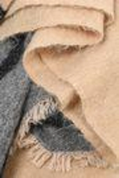 Shop Brunello Cucinelli Woman Striped Two-tone Intarsia-knit Scarf Beige