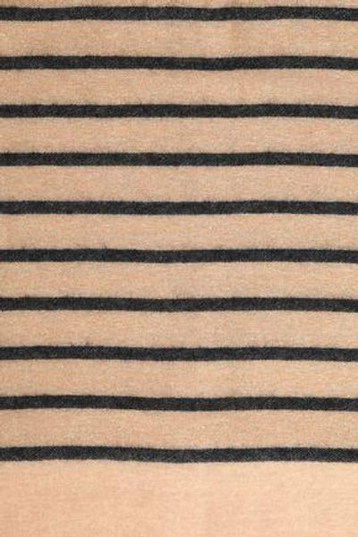 Shop Brunello Cucinelli Striped Metallic Intarsia-knit Scarf In Beige
