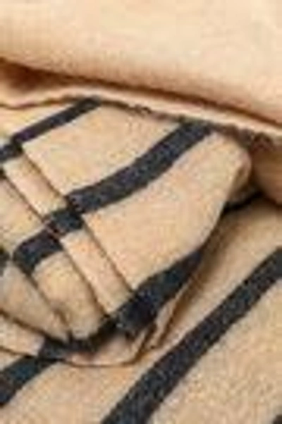 Shop Brunello Cucinelli Striped Metallic Intarsia-knit Scarf In Beige