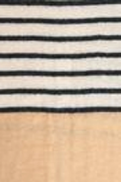 Shop Brunello Cucinelli Woman Striped Two-tone Intarsia-knit Scarf Beige