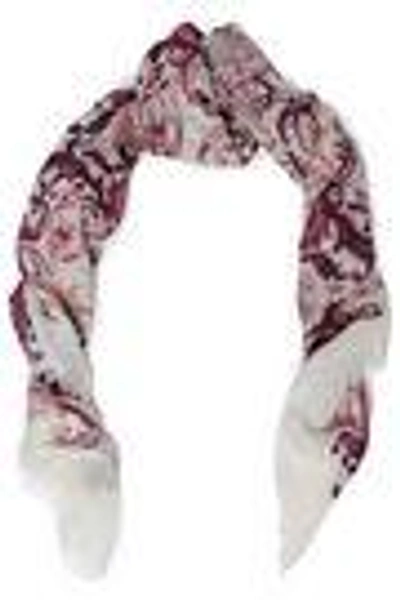 Shop Roberto Cavalli Woman Printed Modal And Silk-blend Gauze Scarf Ivory