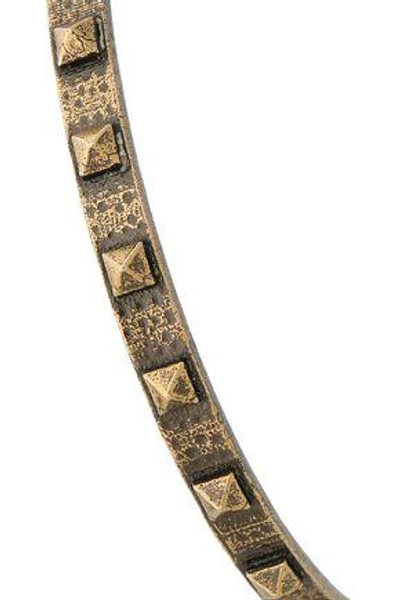 Shop Valentino Burnished Gold-tone Finger Bracelet In Brass