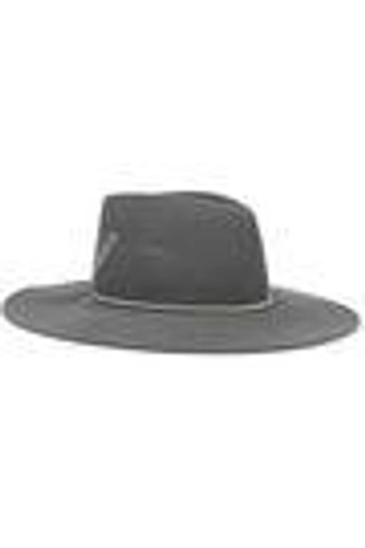 Shop Eugenia Kim Woman Harlowe Faux Pearl-embellished Wool-felt Fedora Anthracite