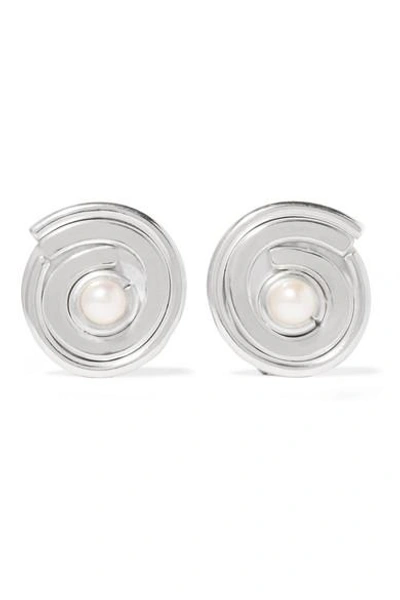 Shop Annie Costello Brown Novus Sterling Silver Pearl Clip Earrings