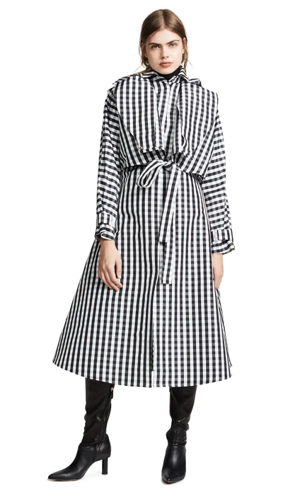 Shop Paskal Belted Trench Coat In Black/white Check