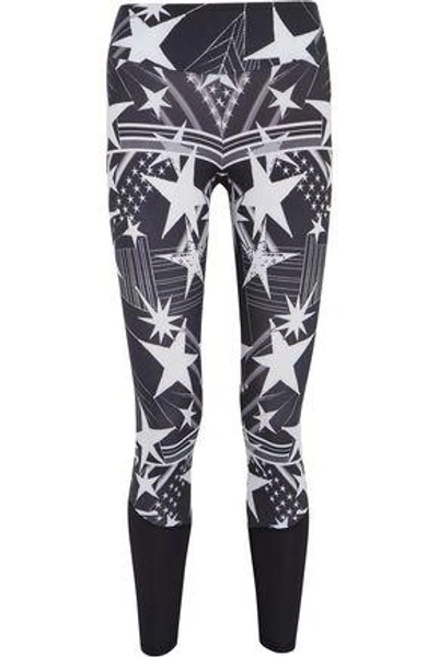 Shop Bodyism Woman I Am Starry Mesh-paneled Printed Stretch Leggings Black