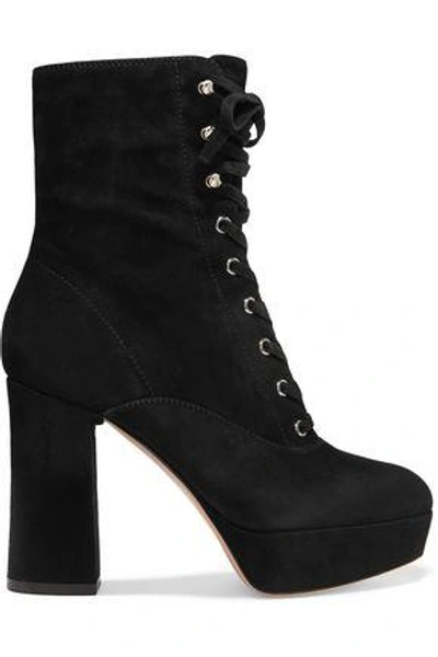 Shop Gianvito Rossi Woman Suede Platform Ankle Boots Black