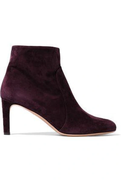 Shop Ferragamo Salvatore  Woman Leo Suede Ankle Boots Purple