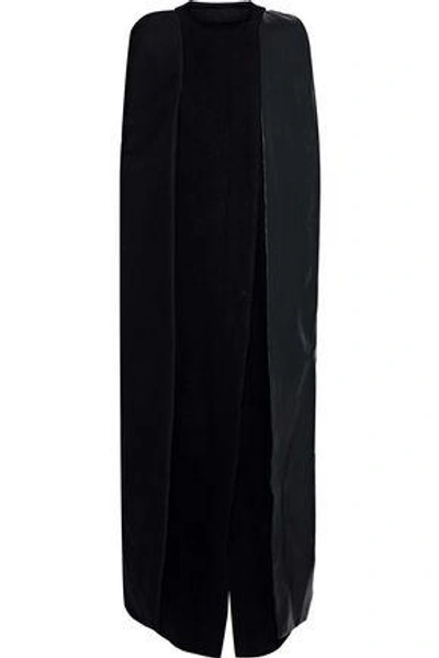 Shop Rick Owens Woman Paneled Coated Canvas, Twill And Brushed-wool Cape Black