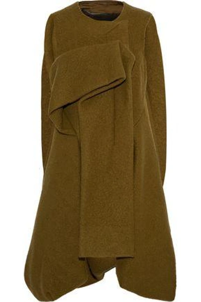 Shop Rick Owens Woman Oversized Cape-effect Brushed-wool Coat Sage Green