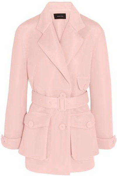 Shop Simone Rocha Woman Belted Scuba-mesh Jacket Baby Pink