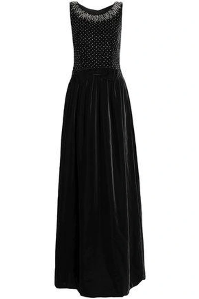 Shop Dolce & Gabbana Woman Embellished Velvet Gown Black