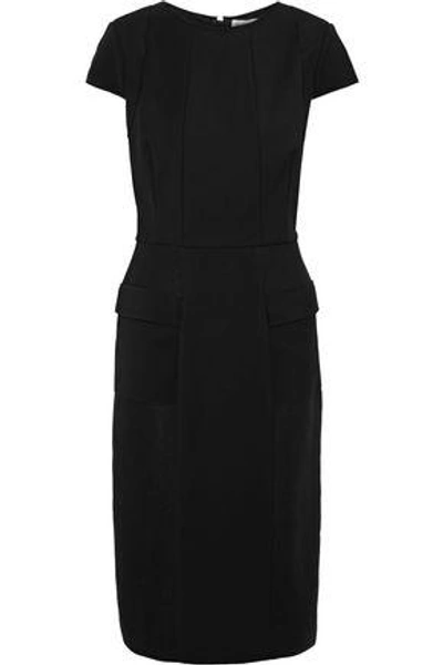 Shop Amanda Wakeley Woman Mesh-paneled Cotton-blend Dress Black