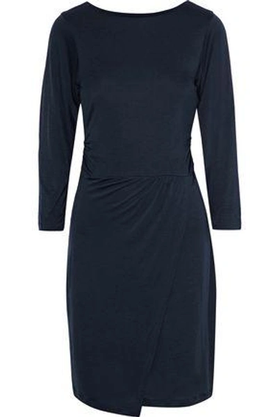 Shop Iris & Ink Woman Ali Wrap-effect Ruched Jersey Dress Navy