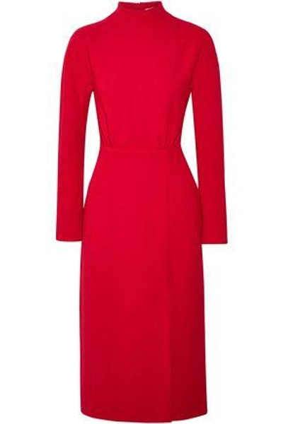 Shop Emilia Wickstead Woman Milan Open-back Wool-crepe Dress Red