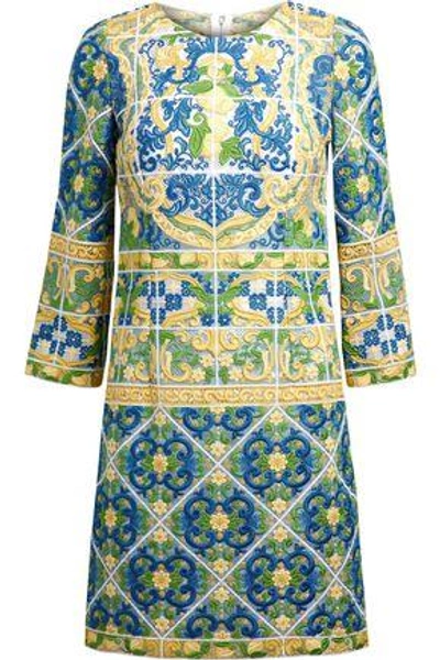 Shop Dolce & Gabbana Woman Cotton-blend Guipure Lace Mini Dress Multicolor
