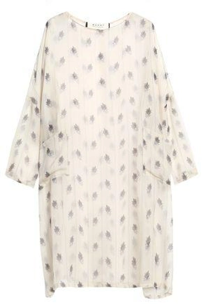 Shop Marni Woman Printed Silk-gauze Mini Dress Ecru