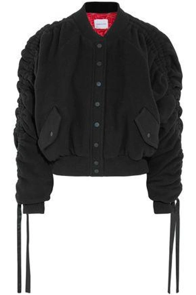 Shop Preen By Thornton Bregazzi Clarice Wool And Cashmere-blend Felt Bomber Jacket In Black