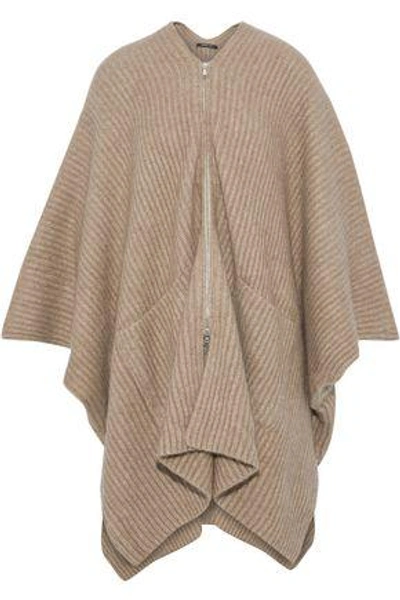 Shop Derek Lam Woman Ribbed Cashmere And Silk-blend Poncho Sand