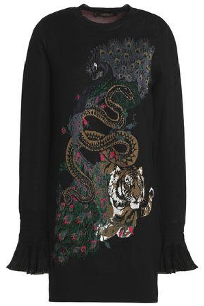 Shop Roberto Cavalli Woman Jacquard-knit Sweater Black
