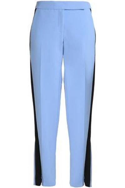 Shop Amanda Wakeley Woman Pixel Two-tone Crepe Straight-leg Pants Light Blue