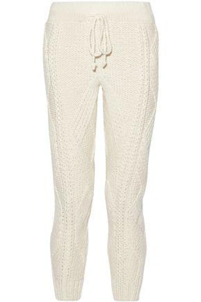 Shop Adam Lippes Woman Cable-knit Wool And Cashmere-blend Tapered Pants Cream