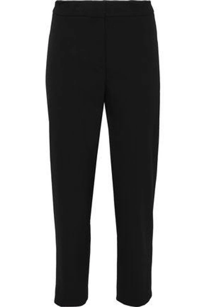 Shop Carolina Herrera Woman Cropped Wool-blend Twill Tapered Pants Black