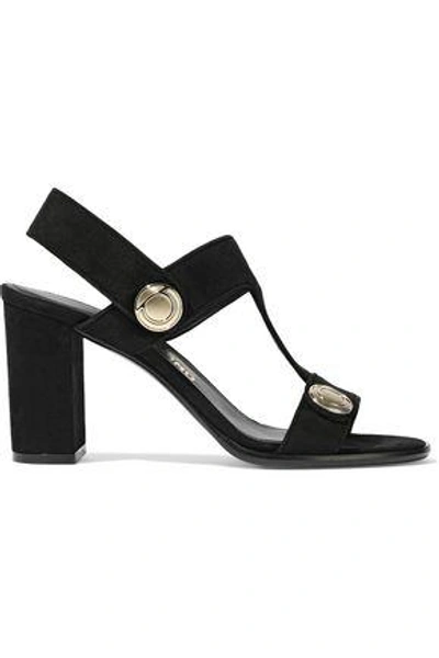 Shop Ferragamo Woman Edict Suede Sandals Black