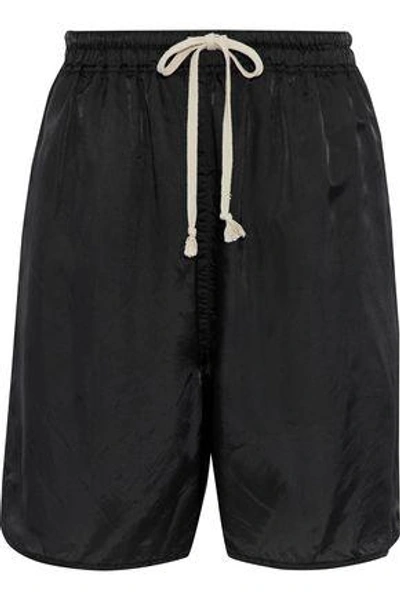 Shop Rick Owens Satin-twill Shorts In Black
