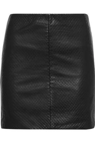 Shop Muubaa Woman Textured-leather Mini Skirt Black