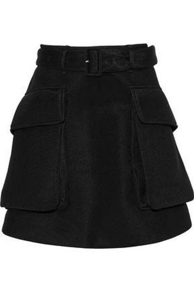 Shop Simone Rocha Woman Belted Neoprene Mini Skirt Black