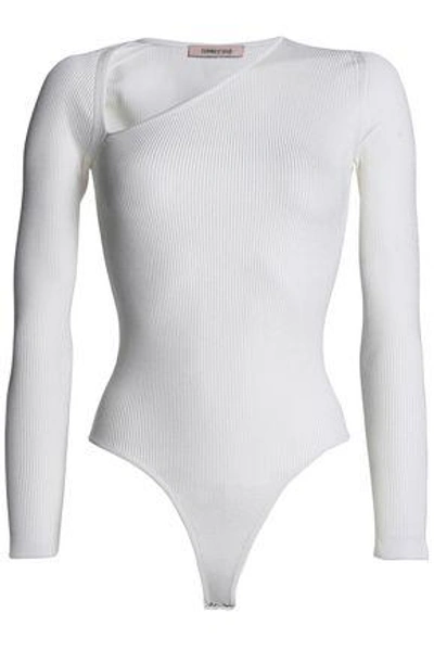 Shop Cushnie Et Ochs Cushnie Woman Vivian Asymmetric Ribbed-knit Bodysuit White