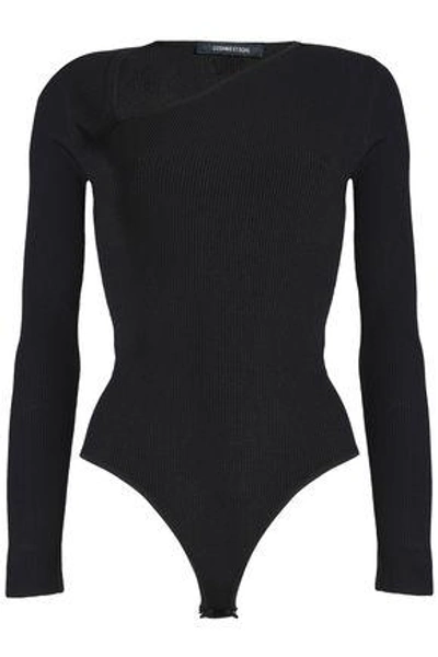 Shop Cushnie Et Ochs Vivian Asymmetric Ribbed-knit Bodysuit In Black