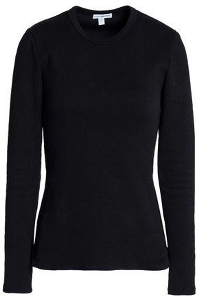 Shop James Perse Woman Cotton-blend Jersey Top Black