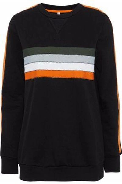 Shop No Ka'oi No Ka 'oi Woman Noelani Striped Cotton-blend Jersey Sweatshirt Black